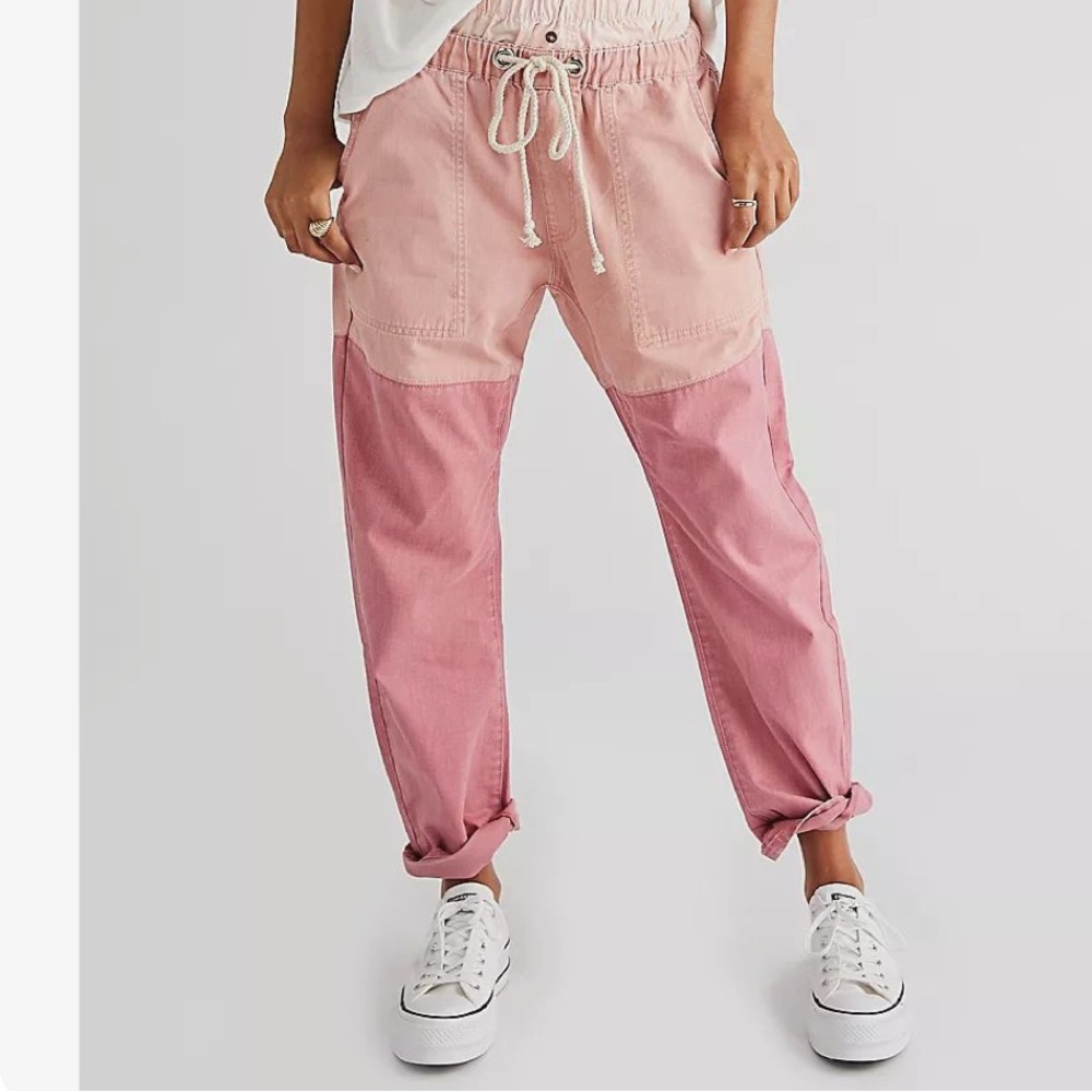Free People Pink Two-Tone Shabbies Pants NWT